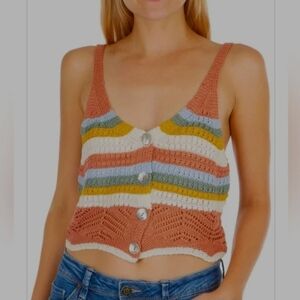 Jolie & Joy Crop Crochet knit Top Plus Size 1X